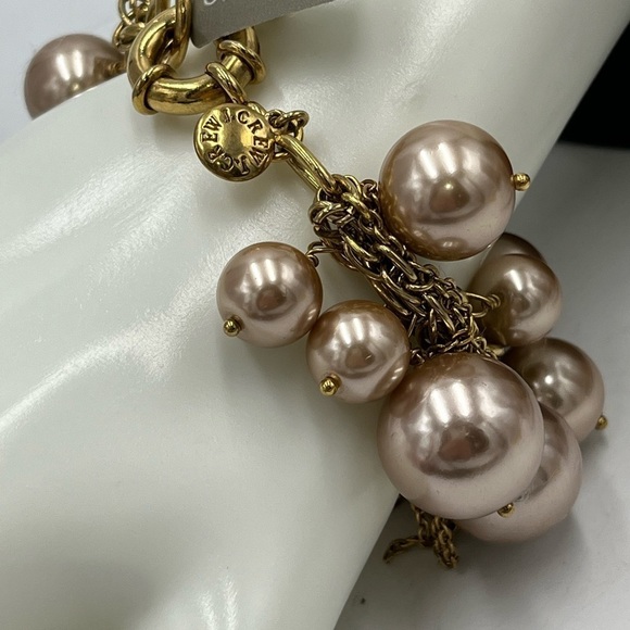 J. Crew Beige Faux Pearl & Gold Tone Chain Fringe Tassel Bracelet - Picture 6 of 12